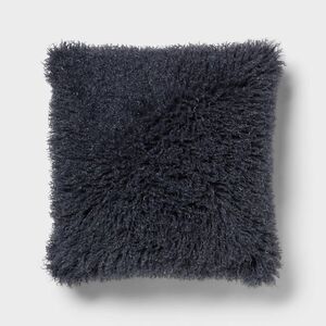 Threshold - Euro Faux Mongolian Fur Decorative Throw Pillow Sl Blue